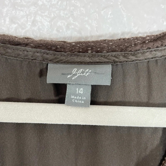 J. Jill 100% Silk Soft Brown Lace Detail V-Neck Sleeveless Cami Tank Top Size 14 - Picture 3 of 12